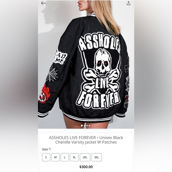 🌟 ASSHOLES LIVE FOREVER • Unisex Black Varsity Jacket W Patches  🌟 … - Picture 2 of 6
